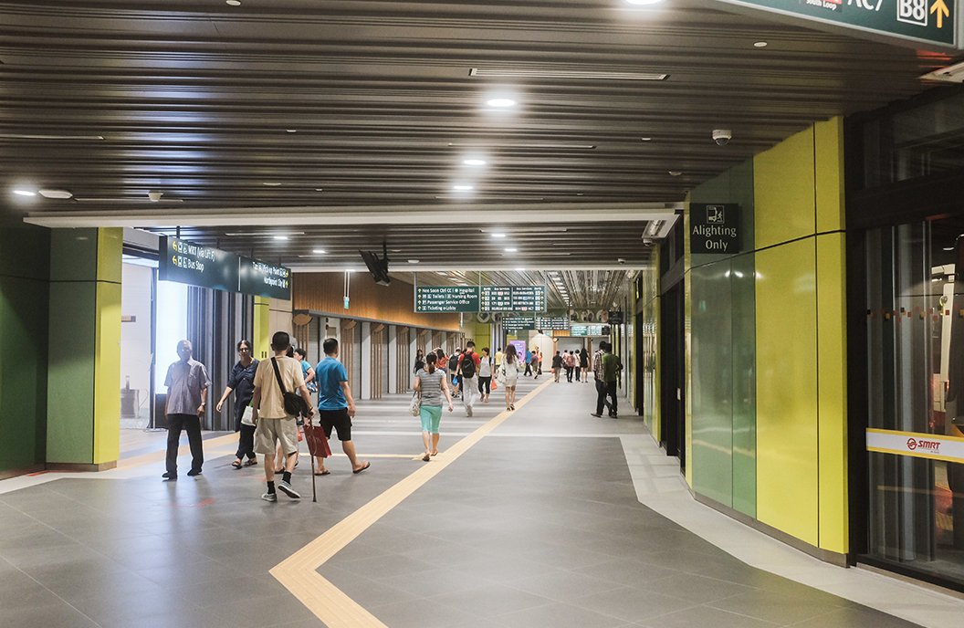 The air-conditioned Yishun Integrated Transport Hub is a spacious facility for commuters to transfer between the Yishun MRT Station and various bus services.