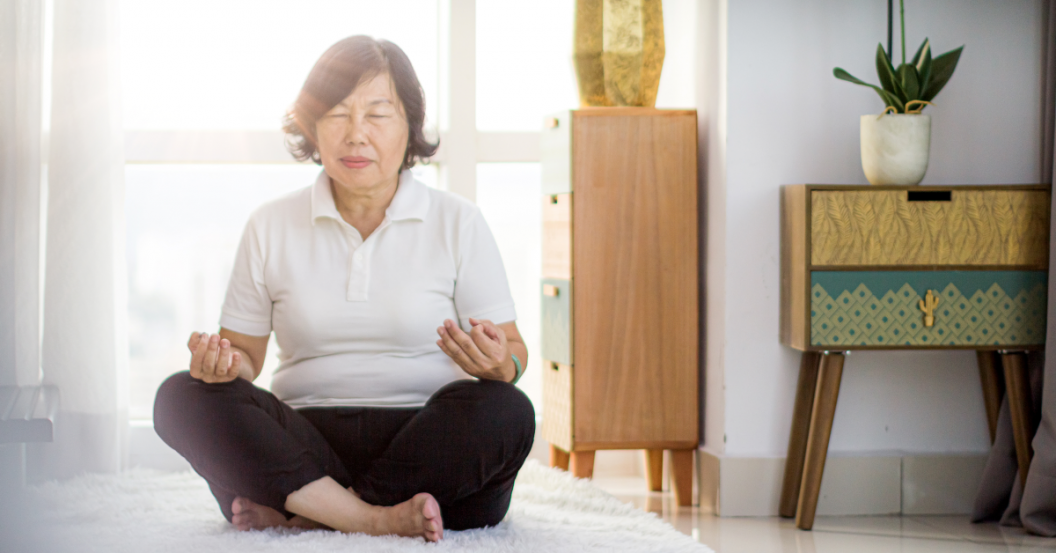 Senior meditating Senior meditating