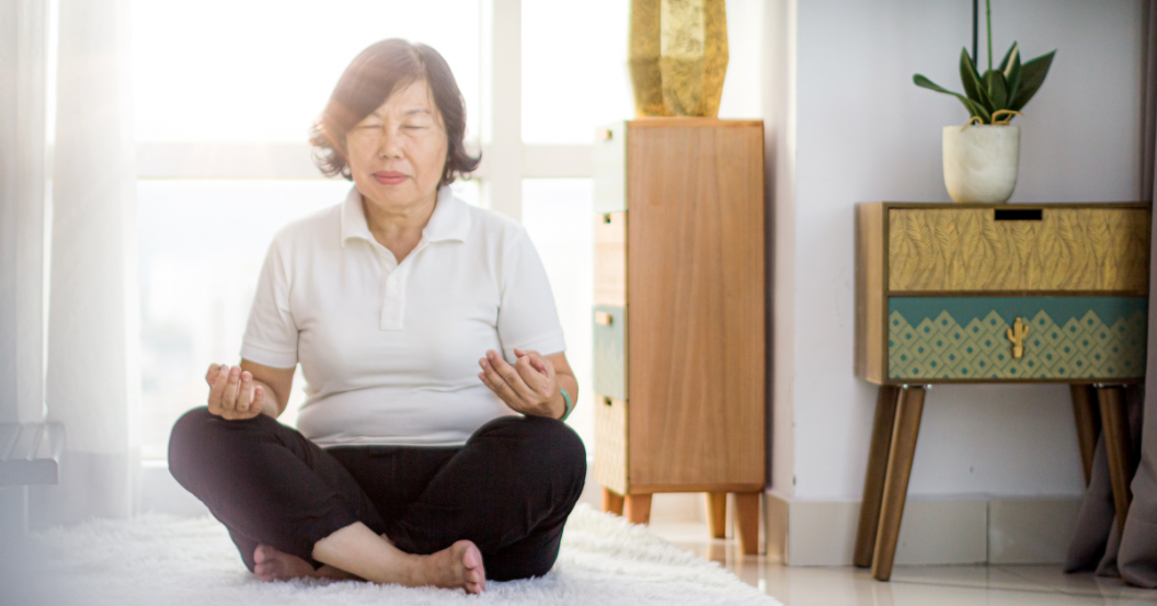 Senior meditating