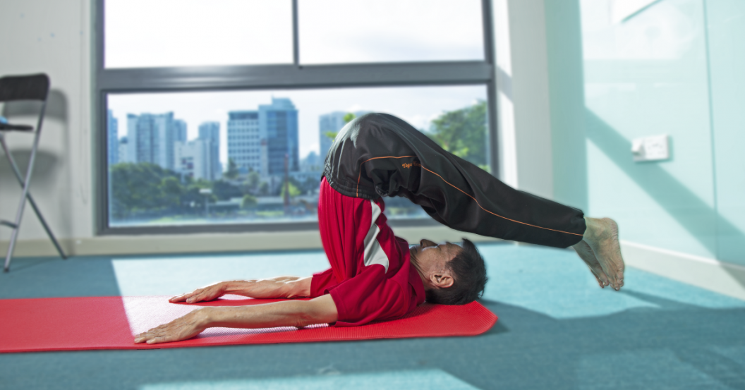 senior showcasing yoga pose